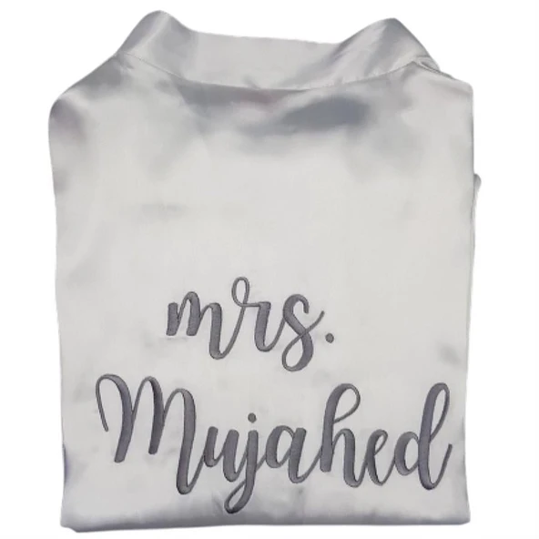 Kişiye Özel Nakışlı Gelin Sabahlığı Mrs. ürün görseli 1