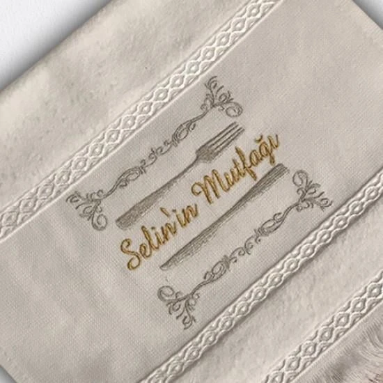 İsimli Nakışlı Kadife Beyaz El Havlusu 30x50 Cm ürün görseli 1