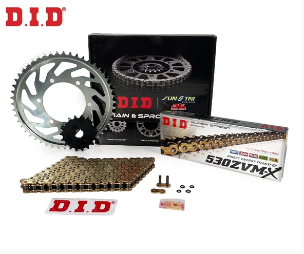 ZİNCİR DİŞLİ SETİ SUZUKI HAYABUSA GSX-R 1300cc ZİNCİR: DID-530ZVM-X Gold-118 ÖN-ARKA DİŞLİ: SUNSTAR 18T-43T 2023-2024 ürün görseli 1