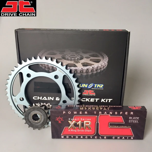 ZİNCİR DİŞLİ SETİ YAMAHA YZF R 125cc ZİNCİR: JT-428X1R ÇELİK-132 ÖN-ARKA DİŞLİ: JT 14T-48T 2008-2018 ürün görseli 1