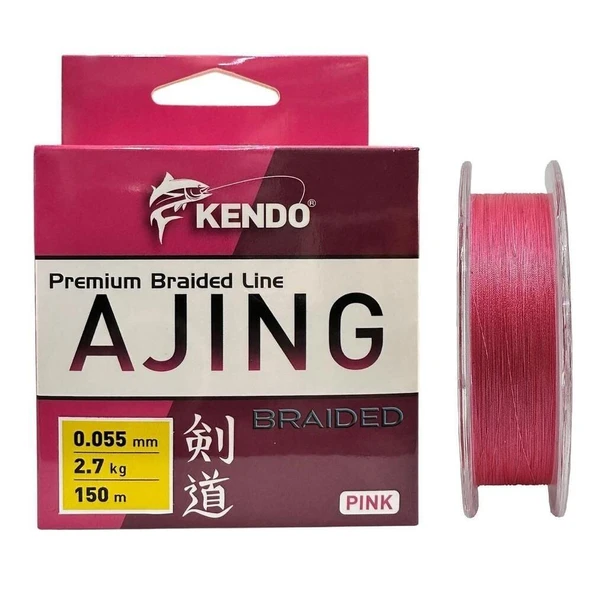 Kendo Ajing Premium Braided Line Pink 150m Örgü İp ürün görseli 1
