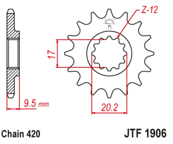 ÖN DİŞLİ KTM SX 65cc 2004-2020 ürün görseli 1
