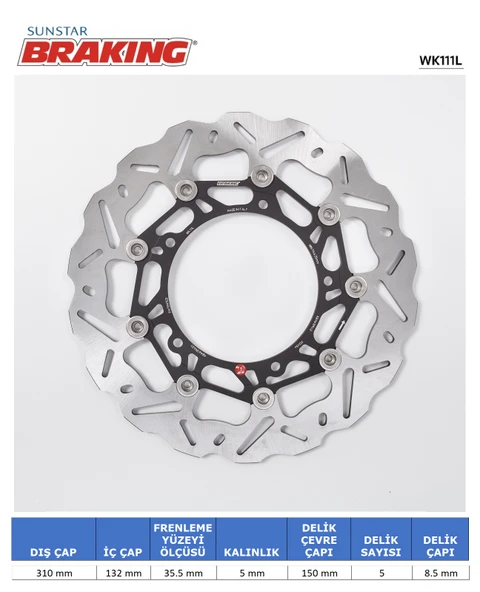 YAMAHA R6 FZ8 XTZ 1200 DALGALI ÖN PERFORMANS FREN DİSKİ ÖN SOL 2006-2010 ürün görseli 1