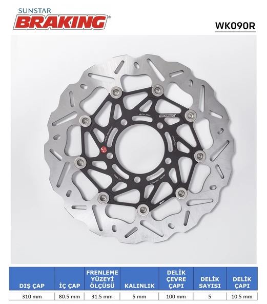 KAWASAKI DALGALI ÖN PERFORMANS FREN DİSKİ KAWASAKI ZZR ZX-14R 1400cc ÖN SAĞ 2006-2020 ürün görseli 1