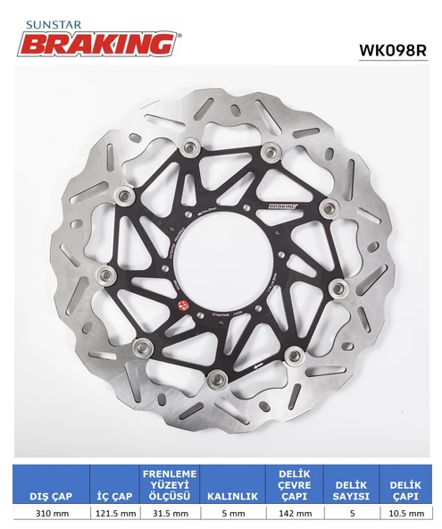 HONDA CBR 1000RR DALGALI ÖN PERFORMANS FREN DİSKİ ÖN SAĞ 2014-2016 ürün görseli 1