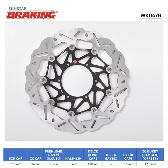 HONDA CBR 600 RR CB 1000 R DALGALI ÖN PERFORMANS FREN DİSKİ ÖN SAĞ 2014-2016 ürün görseli 1