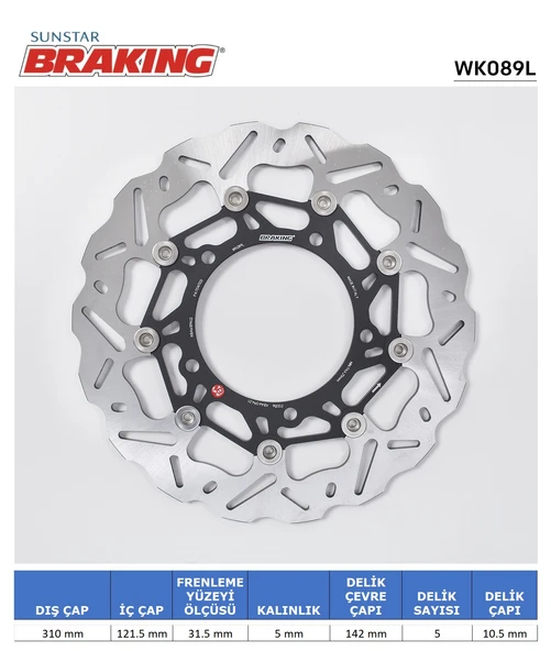 SUZUKI DALGALI ÖN PERFORMANS FREN DİSKİ SUZUKI HAYABUSA GSX-R 1300cc ÖN SOL 2008-2017 ürün görseli 1
