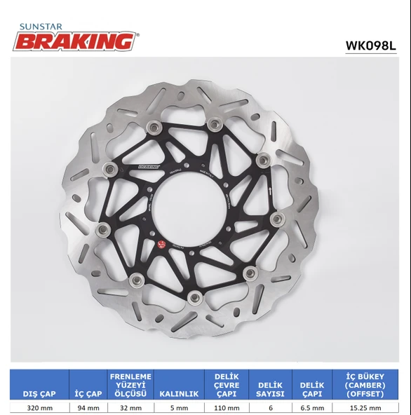 HONDA CBR 1000RR DALGALI ÖN PERFORMANS FREN DİSKİ ÖN SOL 2014-2016 ürün görseli 1