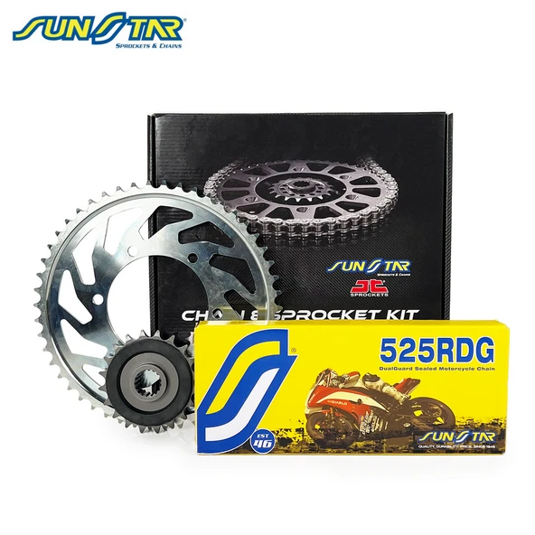ZİNCİR DİŞLİ SETİ KAWASAKI Z 1000cc ZİNCİR: SUNSTAR 525RDG Çelik-112 ÖN DİŞLİ: JT 15T ARKA DİŞLİ: SUNSTAR 43T 2014-2020 ürün görseli 1