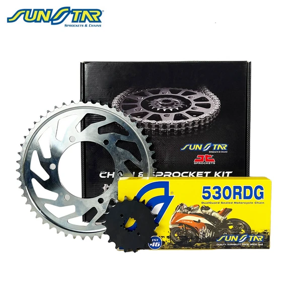 ZİNCİR DİŞLİ SETİ YAMAHA YZF R6 600cc ZİNCİR: SUNSTAR 530RDG Çelik-116 ÖN-ARKA DİŞLİ: SUNSTAR 16T-48T 1999-2005 ürün görseli 1