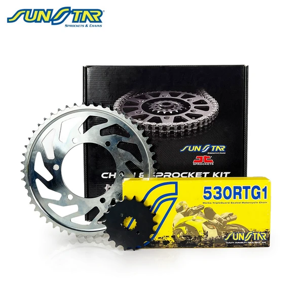 ZİNCİR DİŞLİ SETİ KAWASAKI ZX-12R NINJA 1200cc ZİNCİR: SUNSTAR 530RTG1 Gold-116 ÖN DİŞLİ: SUNSTAR 18T ARKA DİŞLİ: JT 46T 2000-2006 ürün görseli 1