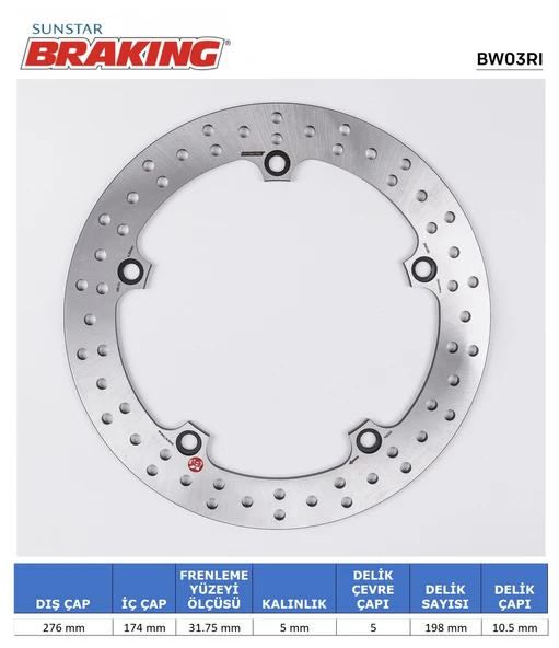 BMW R850-1100-1150 YUVARLAK ARKA FREN DİSKİ BMW R 1150 RT 1150cc ARKA 2001-2005 ürün görseli 1
