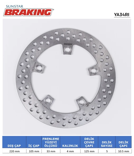 YAMAHA R6 R1 MT-10 YUVARLAK ARKA FREN DİSKİ ARKA 2006-2010 ürün görseli 1