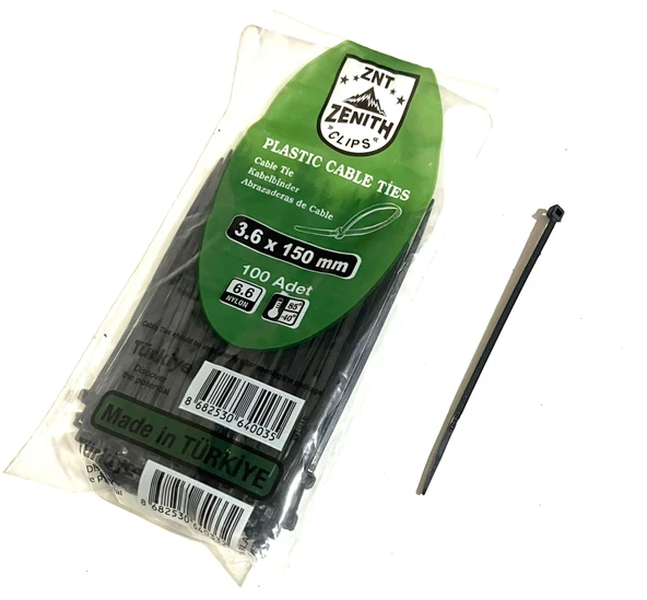 CIRT 3,5 MM X 150MM KABLO BAĞI İTHAL SİYAH 1 PAKET = 100 ADET UNIVERSAL cc ürün görseli 1