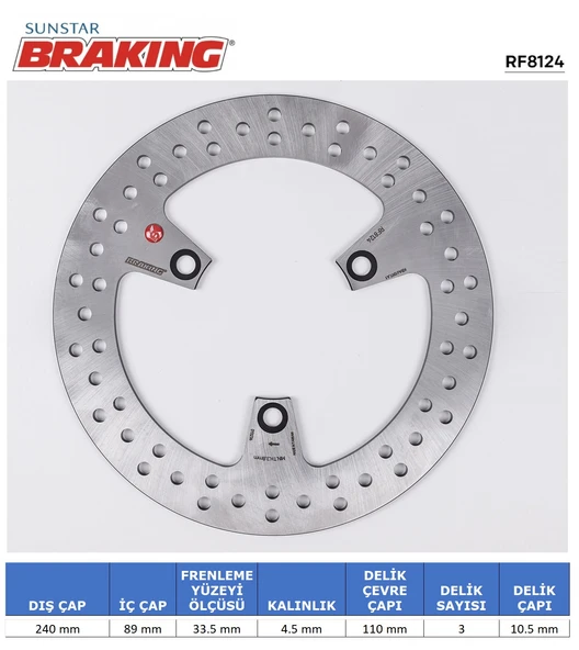 SUZUKI BURGMAN 200 YUVARLAK ÖN VE ARKA FREN DİSKİ 2007-2013 ürün görseli 1