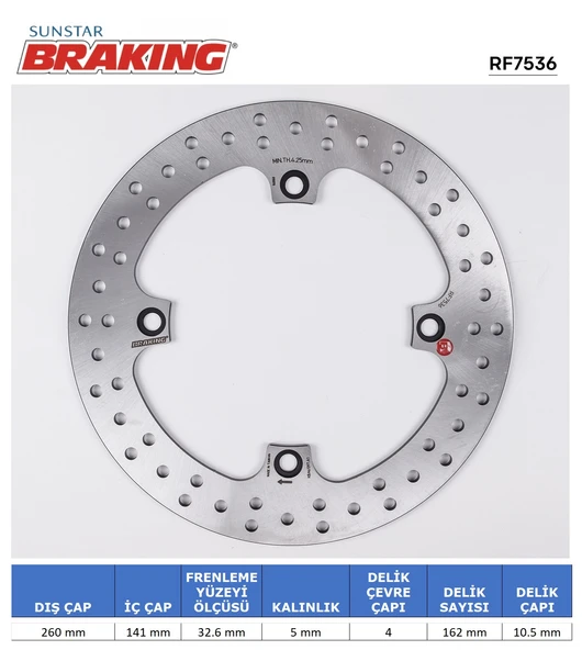 SUZUKI DL 650-1000-1050 KAWASAKI KLV 1000 YUVARLAK ARKA FREN DİSKİ 2020-2022 ürün görseli 1