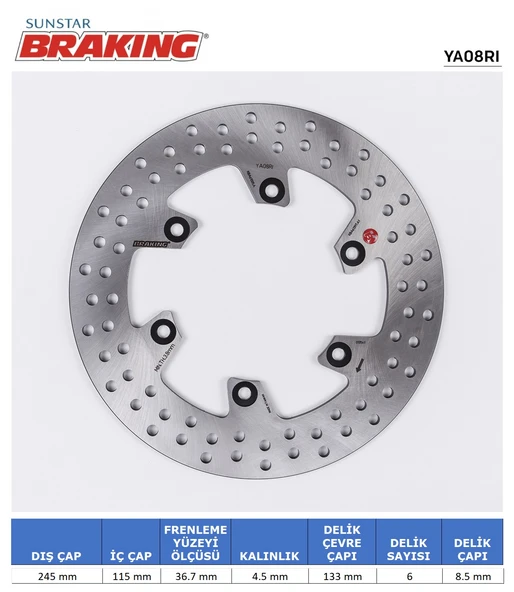 DUCATI YAMAHA YUVARLAK ARKA FREN DİSKİ YAMAHA YZF R1 1000cc 1998-2024 ürün görseli 1