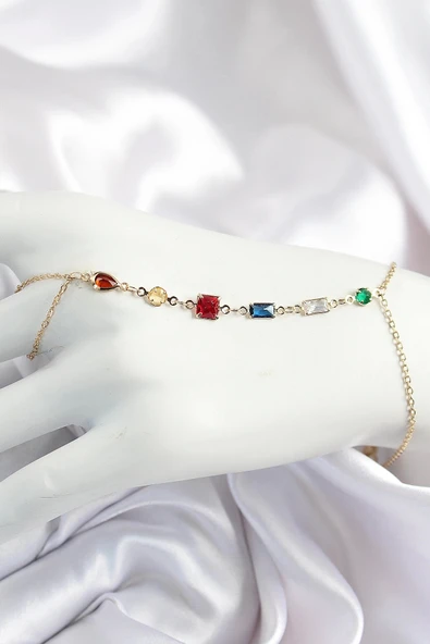 Mey İthalat® Pirinç Renkli Zirkon Taşlı Y Model Gold Renk Kadın Şahmeran ürün görseli 1