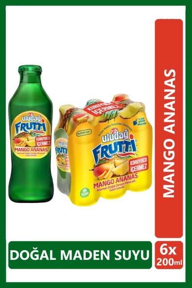 Uludağ Frutti Mango Ananas Aromalı Maden Suyu 200 ml x 6 Adet ürün görseli 1