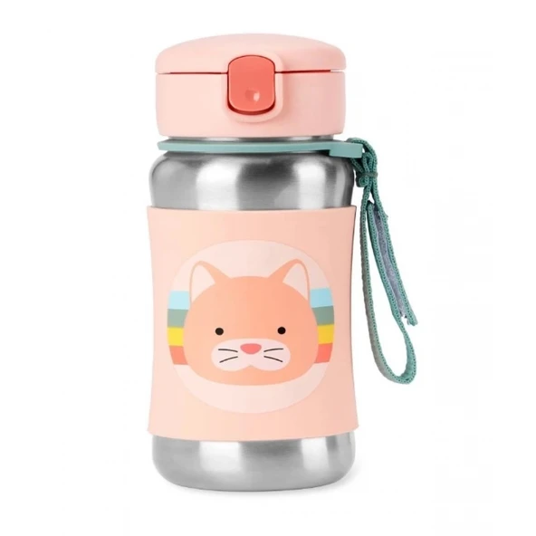 Skip Hop Zoo Pipetli Paslanmaz Çelik Suluk 350 Ml Kedi ürün görseli 1