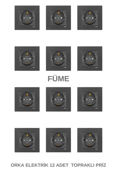 Viko Viko Novella Füme 12 Adet Topraklı Priz Çerçeve Dahil ürün görseli 1