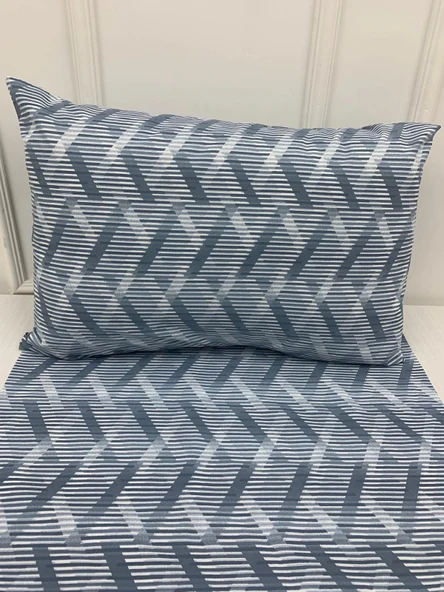NİVEMESHOME MAVİ ÇİZGİLİ DESEN 2 Lİ YASTIK KILIFI KAPAKLI 50X70 ürün görseli 1