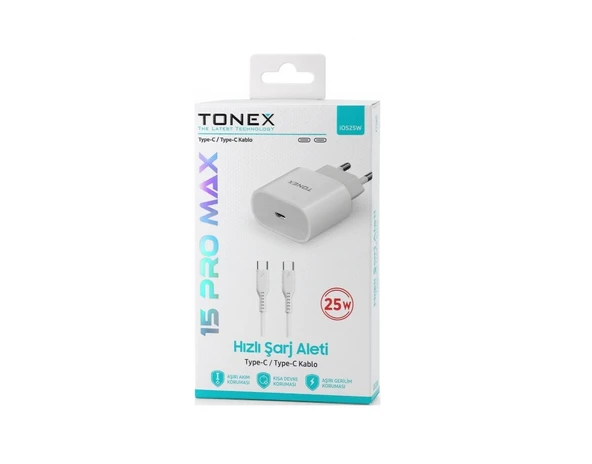 Tonex İOS25W Type-c To Type-c 25W  Yeni Nesil Şarj Cihazı ürün görseli 1