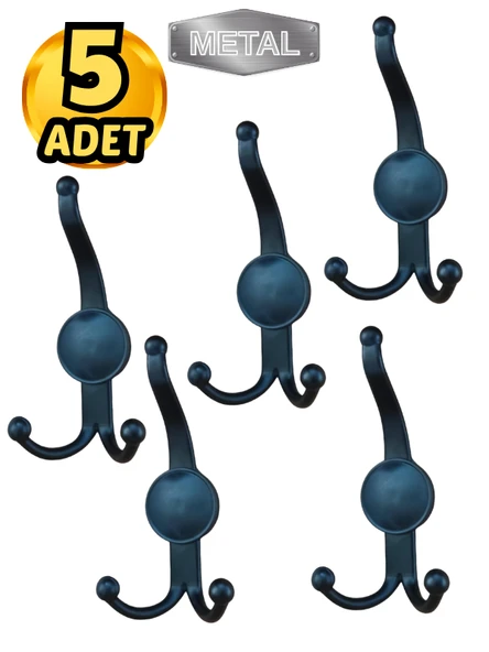 Metal Boncuk Portmanto Askısı Siyah Duvar Tipi – 5’li ürün görseli 1