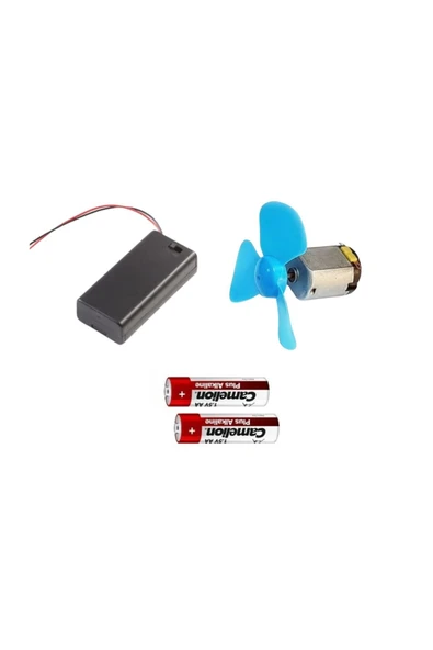 Fapatech 2'li Anahtarlı Pil Kutusu Mini Motor Deney Seti - Stem  Dc Motor, Anahtarlı  Pil Yatağı, Pervane ürün görseli 1