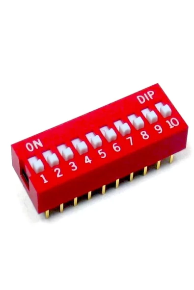 Fapatech 10lu Dip Switch 10 Pin Kırmızı Anahtar Açık Kapalı Seçim Adres Ayar On Off ürün görseli 1