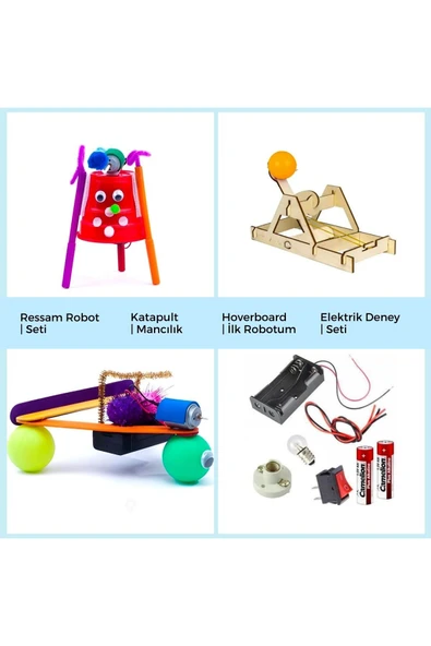 Fapatech Çoçuklar için Yarıyıl Tatil Bilim Deney Seti Stem Eğitici Oyuncak -Hoverboard,Ressam Robot,Katapult ürün görseli 1