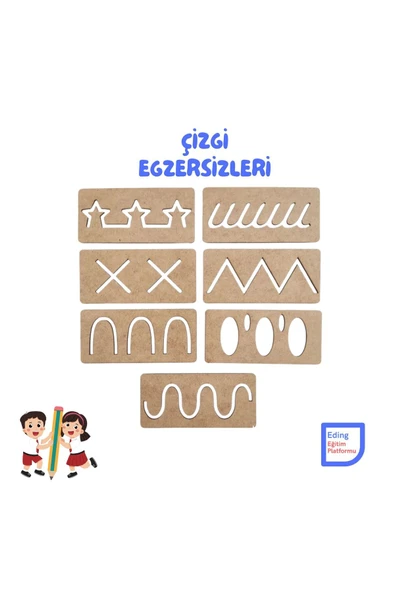 Fapatech Montessori Yazıya Hazırlık El Kası Geliştirme Ahşap Set Çizgi, Desen ve Şekil Çalışmaları Seti ürün görseli 1