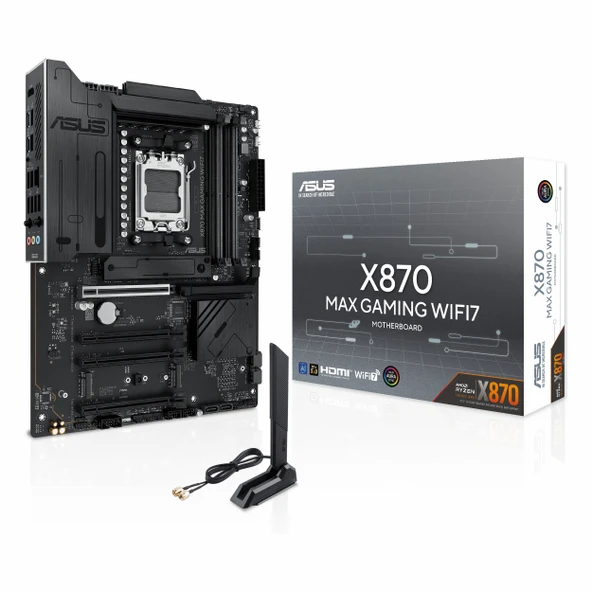 Asus X870 Max Gaming WiFi7 DDR5 (8000MHz)OC M.2 HDMI/USB-C PCIe 5.0 AM5 ATX Anakart ürün görseli 1