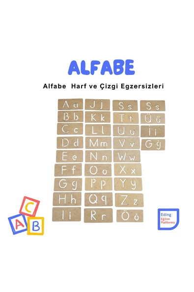 Fapatech Montessori Türkçe Alfabe Seti Küçük ve Büyük Harflerle Yazıya Hazırlık ve Çizgi Çalışmaları ürün görseli 1