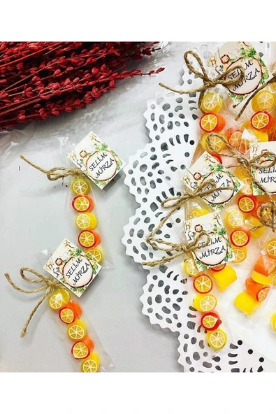 ŞEKERCİYAŞAR Turuncu Temalı Doğum Günü, Babyshower, Düğün, Sünnet, Mevlüt, Yaş Günü Şekeri 25 Adet ürün görseli 1