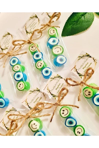 ŞEKERCİYAŞAR Yeşil Gülenyüz Desenli Doğum Günü, Babyshower, Düğün, Sünnet, Mevlüt, Yaş Günü Şekeri 25 Adet ürün görseli 1