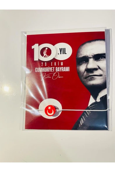 ŞEKERCİYAŞAR Kırmızı 100. Yıl Temalı 29 Ekim Özel Okul - Öğrenci Kutlama Bileklik Hediye 30 Adet ürün görseli 1