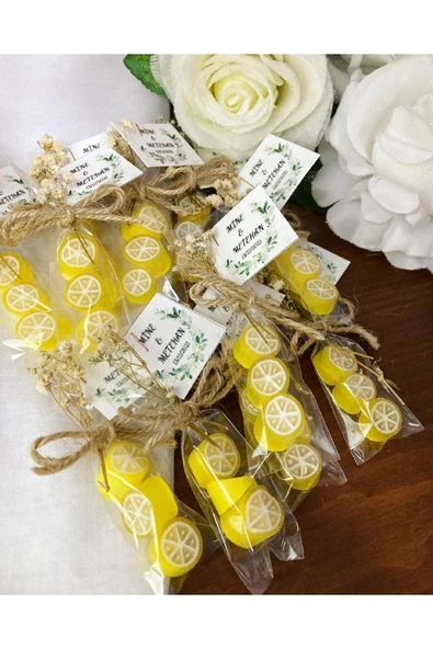 ŞEKERCİYAŞAR 3'lü Limon Temalı Doğum Günü Babyshower Düğün Sünnet Mevlüt Yaş Günü Şeker 50 Adet ürün görseli 1