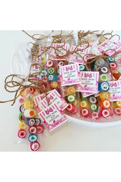ŞEKERCİYAŞAR Pembe Kız Bebek Desenli Düğün, Babyshower, Doğum Günü, Mevlit, Nişan Şekeri 100 Adet ürün görseli 1