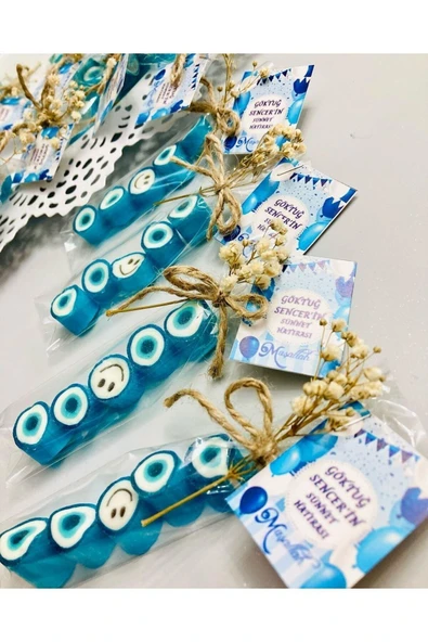 ŞEKERCİYAŞAR Mavi Nazar Temalı Doğum Günü, Babyshower, Düğün, Sünnet, Mevlüt, Yaş Günü Şekeri 100 Adet ürün görseli 1