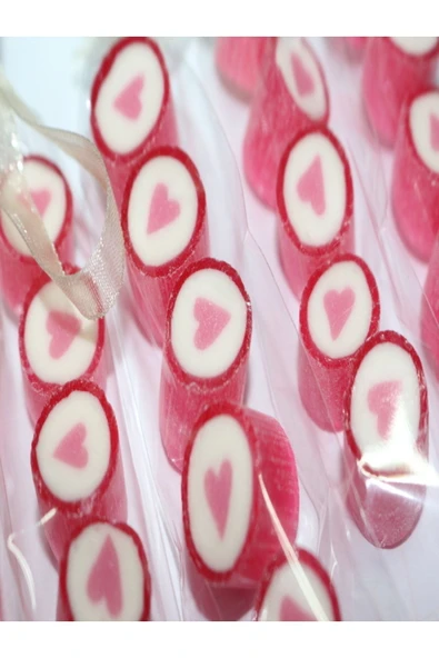 ŞEKERCİYAŞAR Pembe Kalp Parmak Lolly 100 Adet ürün görseli 1