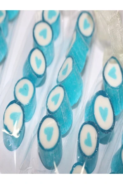 ŞEKERCİYAŞAR Mavi Kalp Parmak Lolly 100 Adet ürün görseli 1