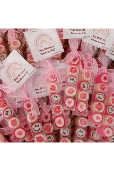 ŞEKERCİYAŞAR Pembe Temalı Babyshower, Mevlit Doğum Günü, Düğün, Nişan Şekeri 10 Adet ürün görseli 1
