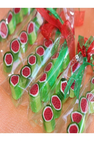 ŞEKERCİYAŞAR Karpuz Desenli Parmak Lolly Candy 50 Adet ürün görseli 1