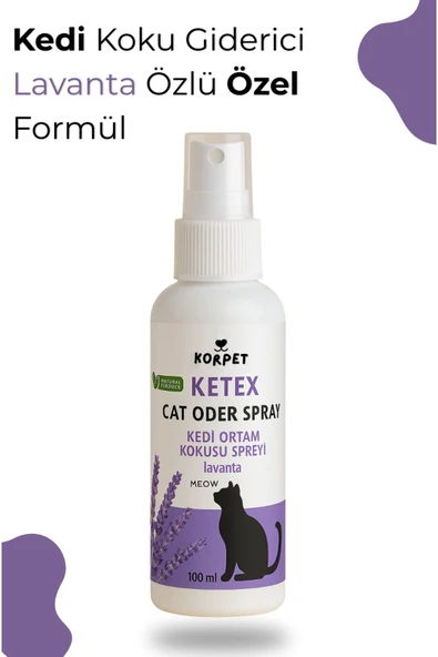 KorPet Kedi Ortam Koku Giderici Sprey - Ketex Doğal Lavanta & Bitkisel Formül (100 ML) ürün görseli 1