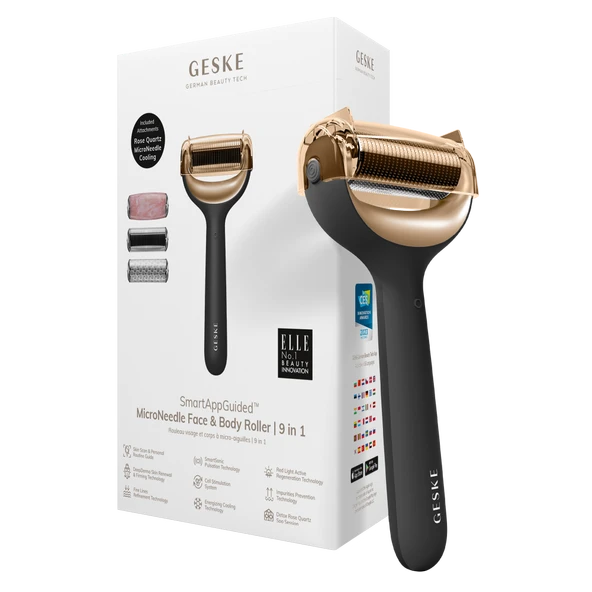 GESKE Mikro İğneli Buz Başlığı Pembe Kuvars Başlıklı Dermaroller MicroNeedle Face Body Roller ürün görseli 1