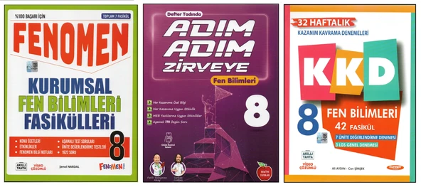 FENOMEN 8. SINIF+NEWTON ADIM ADIM ZİRVEYE+KURMAY KKD FEN BİLİMLERİ (3 KİTAP) ürün görseli 1