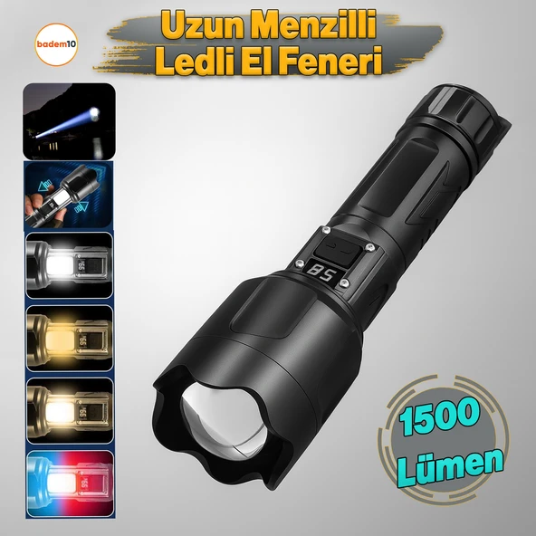 El Feneri 1500 Lümen Uzun Menzil Usb Şarjlı Powerbank Ledli Işık Kafa Lambası Su Geçirmez Kamp Led ürün görseli 1