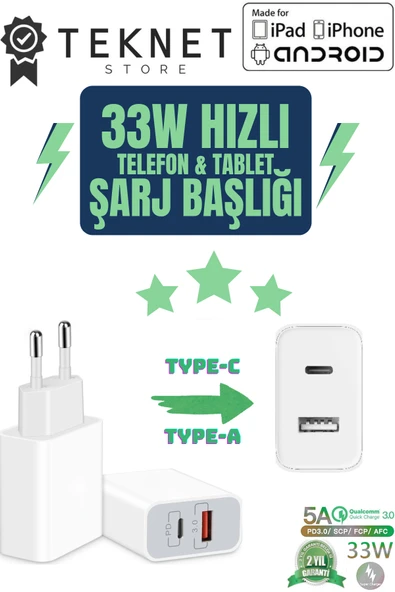 Samsung Galaxy S9 FE / S9 FE PLUS Tablet Uyumlu 33w Pd Hızlı Çoklu Şarj Cihazı Adaptörü Aleti ürün görseli 1