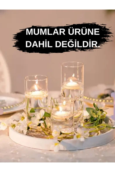 Paşabahçe 3 Lü Cam Vazo Silindir Mumluk - Resim 2